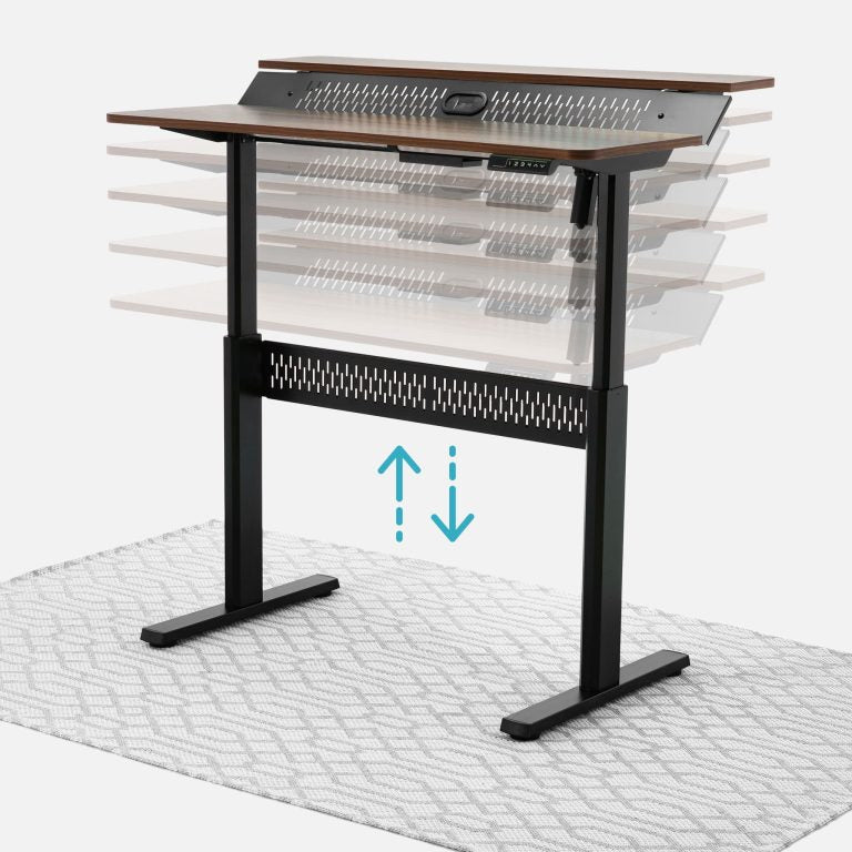 Electric Standing Desk (Walnut, 120cm) | Two Tier, Sit-Stand Desk Electric Standing Desk    - Jacob Bek