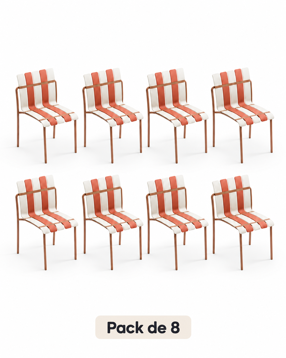 Ondara Nude Beige & White Chairs – Pack of 8 for Cafés & Apartments