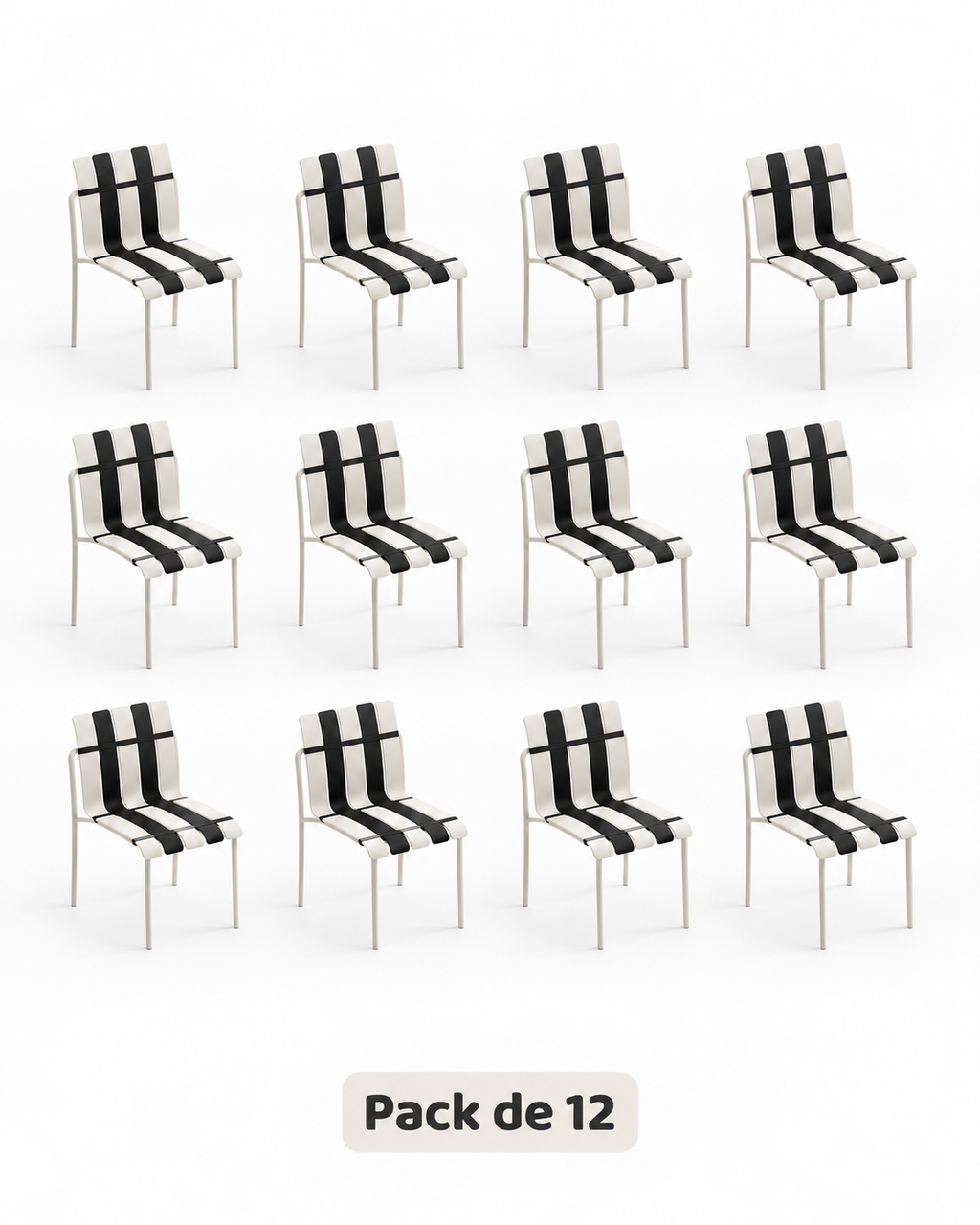 Ondara Black & White Chairs – Pack of 12 for Cafés & Apartments