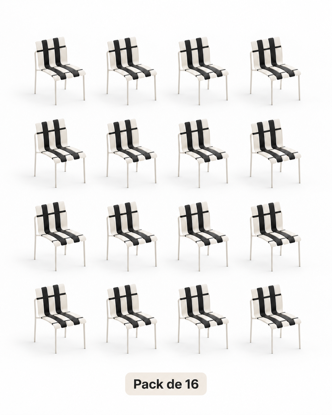 Ondara Black & White Chairs – Pack of 16 for Cafés & Apartments