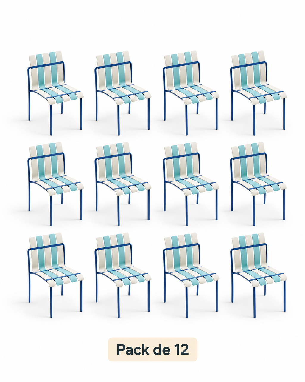 Ondara Sea Blue & White Chairs – Pack of 12 for Cafés & Apartments