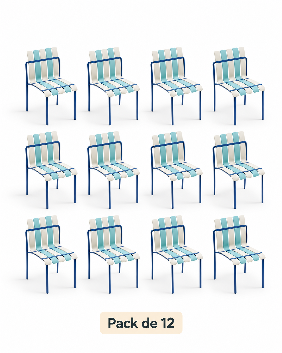 Ondara Sea Blue & White Chairs – Pack of 12 for Cafés & Apartments