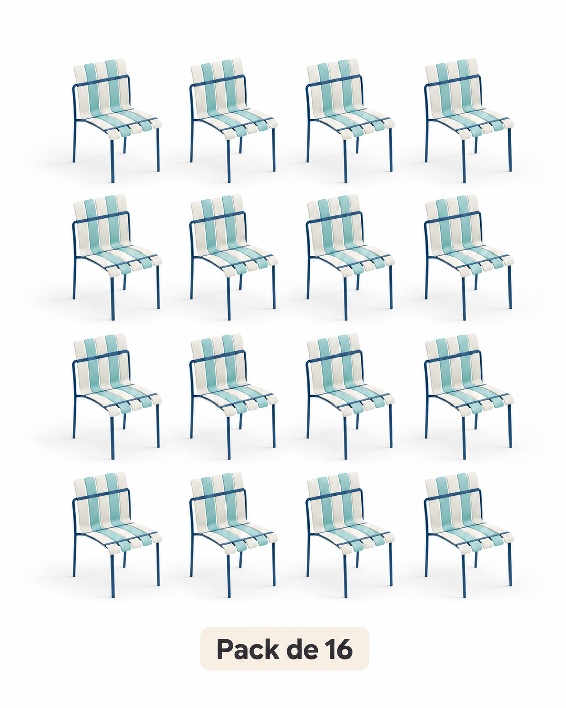 Ondara Sea Blue & White Chairs – Pack of 16 for Cafés & Apartments