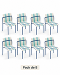 Ondara Sea Blue & White Chairs – Pack of 8 for Cafés & Apartments