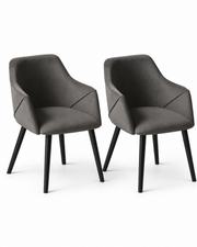 Sedie da pranzo in velluto Bonanova – set di 2 (grigio Pebble Grey) – Outlet