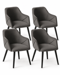 Set di 4 sedie da pranzo Bonanova in velluto Pebble Grey con gambe in legno nero su sfondo bianco
