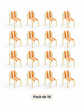 Pack de 16 sillas Ondara naranja cítrico, amarillo y blanco para hostelería y apartamentos