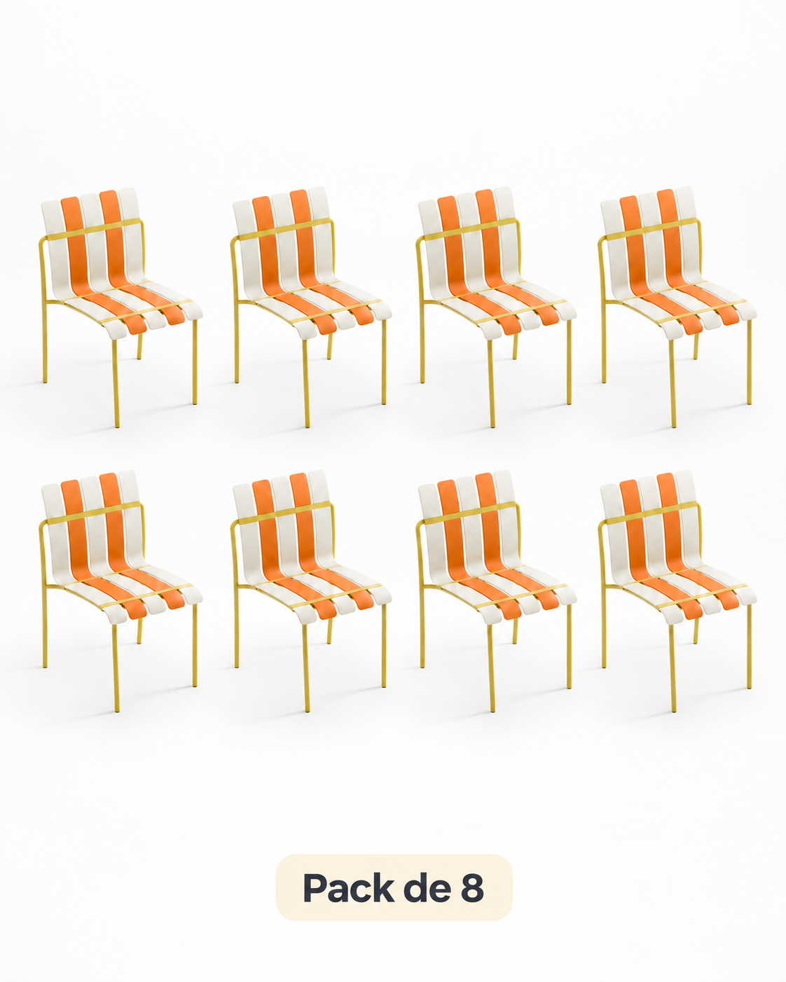 Ondara Citrus Orange, Yellow & White Chairs – Pack of 8 for Cafés & Apartments