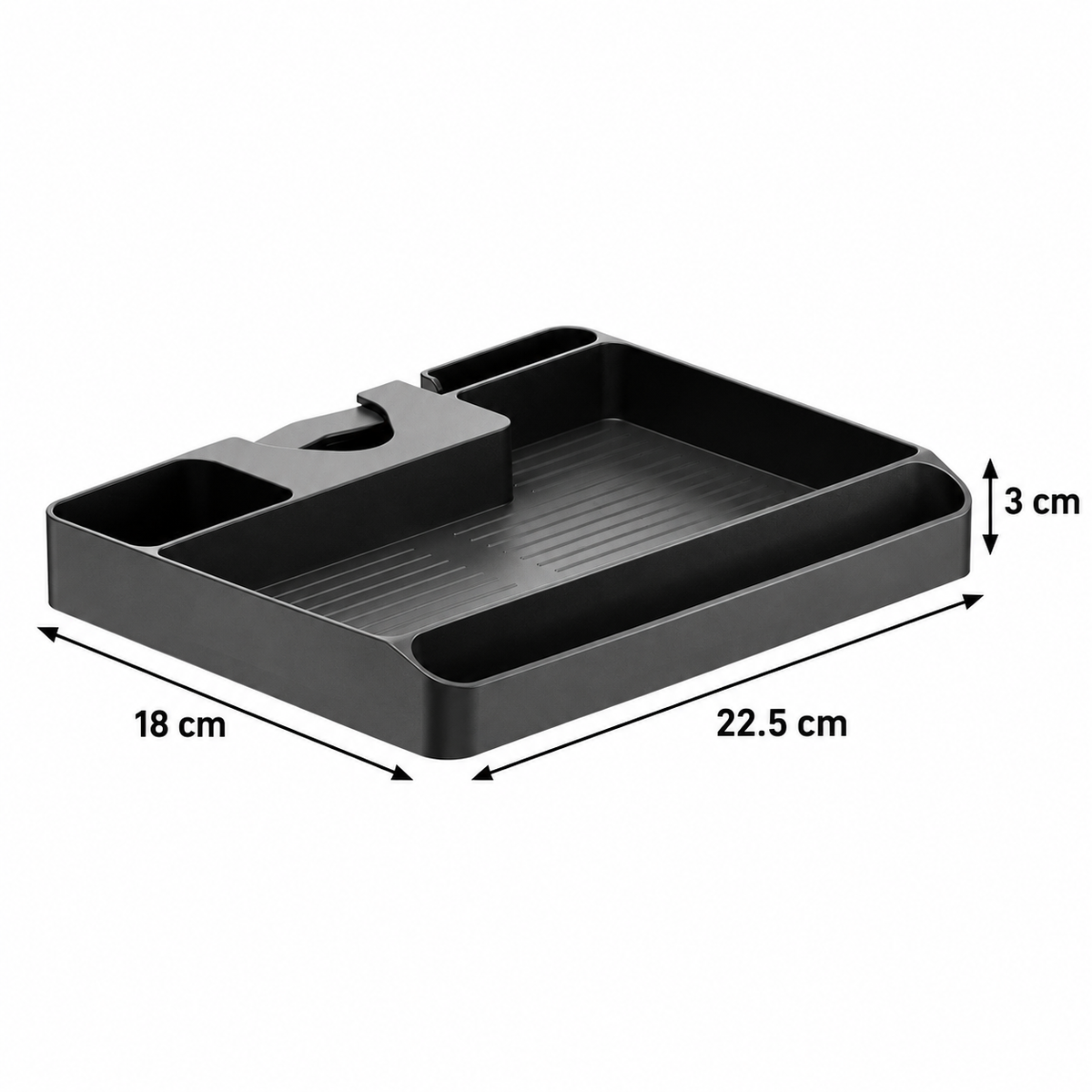 Clamp-on shelf dimensions: 22.5 cm wide, 18 cm deep and 3 cm high