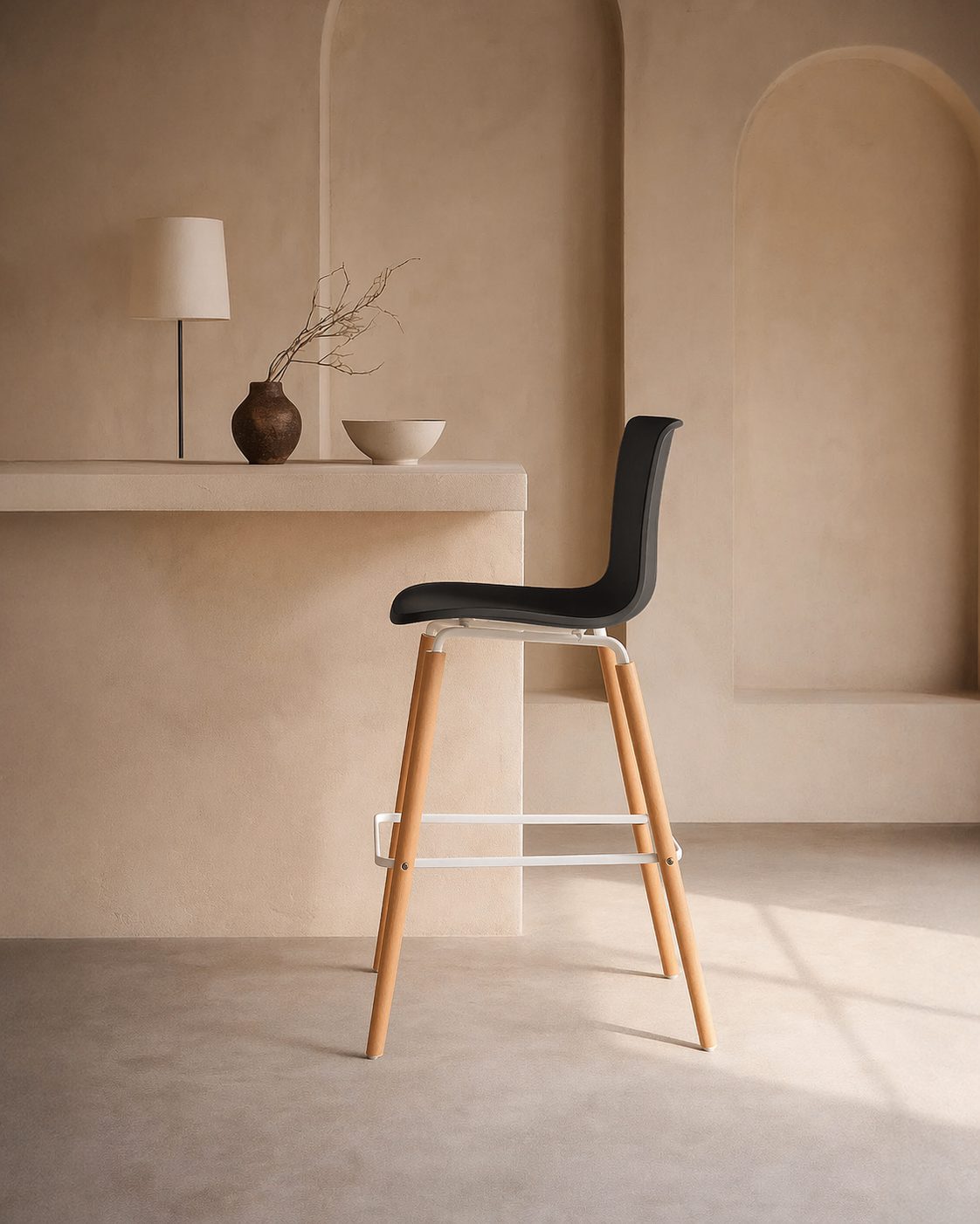 Casco Scandinavian Bar Stools – Set of 4 (Jet Black / Arctic White) – Outlet Outlet Products - Marcel Olsen