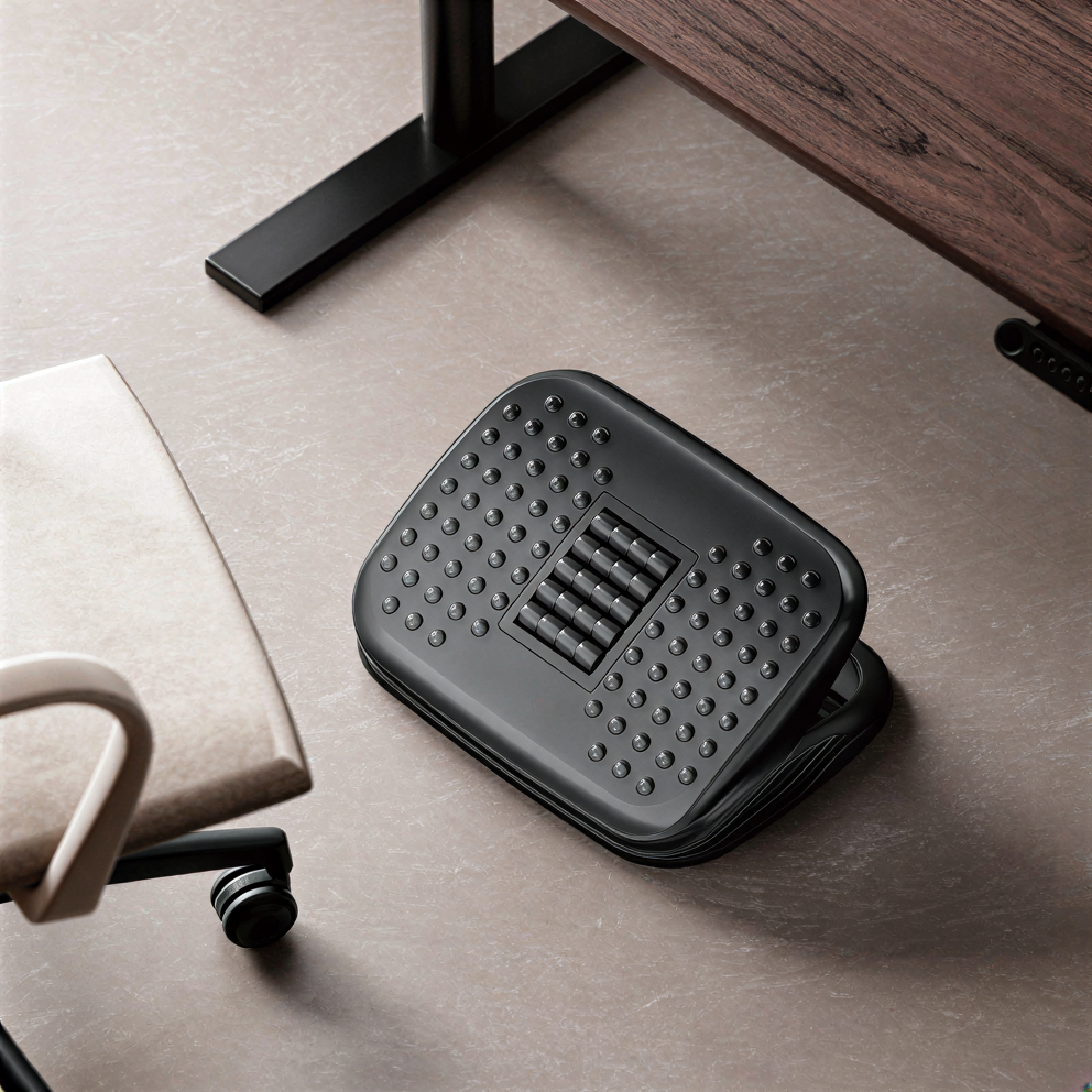 Adjustable Footrest With Massaging Rollers – Ergonomic Under-Desk Support - Marcel Olsen