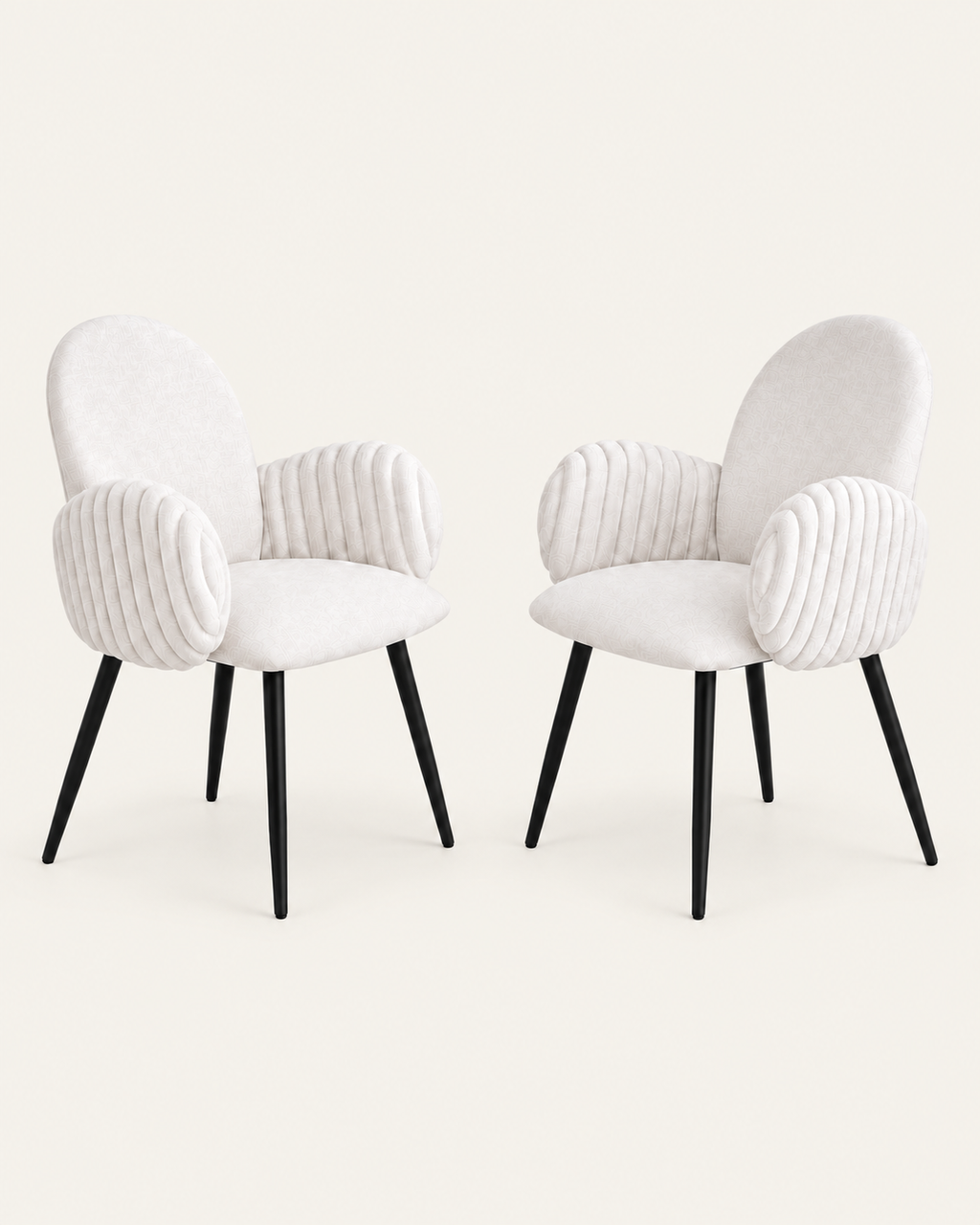 Nubbi Upholstered Dining Chairs – Set of 2 (Soft White) – Outlet