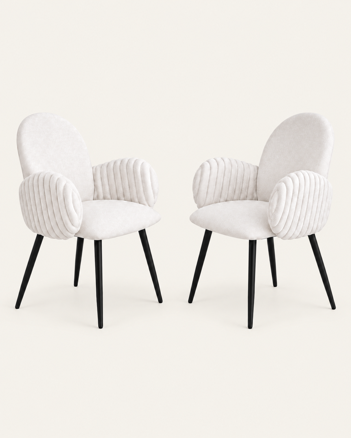 Nubbi Upholstered Dining Chairs – Set of 2 (Soft White) – Outlet