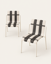 Cadeiras de jardim empilháveis Ondara, preto e branco – Conjunto de 2 – Outlet