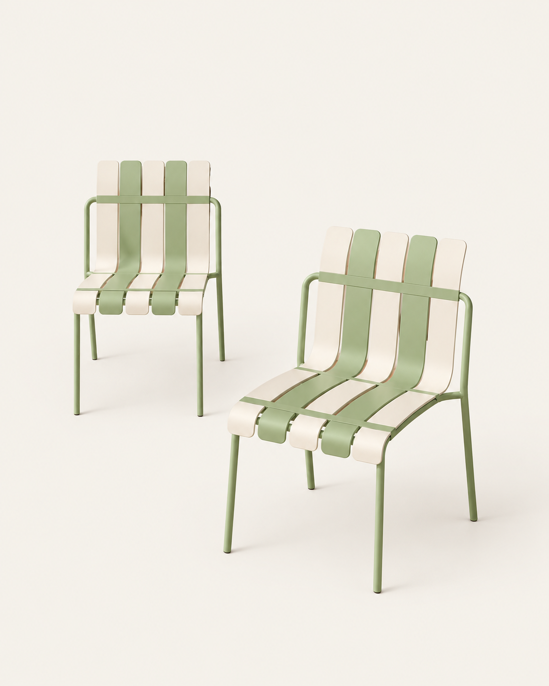 Ondara Stackable Garden Chairs, Sage Green & White – Set of 2 – Outlet