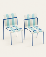 Cadeiras de jardim empilháveis Ondara, azul-mar e branco – Conjunto de 2 – Outlet