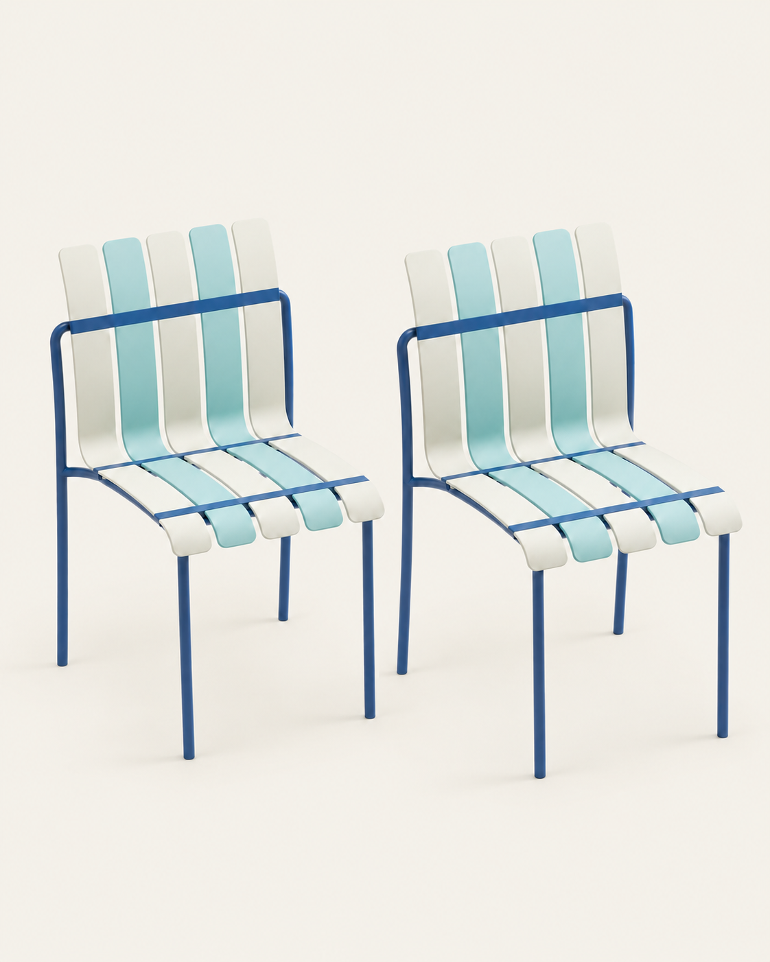 Ondara Stackable Garden Chairs, Sea Blue & White – Set of 2 – Outlet