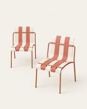 Cadeiras de jardim empilháveis Ondara, bege nude e branco – Conjunto de 2 – Outlet