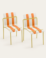 Cadeiras de jardim empilháveis Ondara, laranja cítrico, amarelo e branco – Conjunto de 2 – Outlet