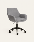 Grey Bouclé Desk Chair with Wheels, Height-Adjustable – Outlet