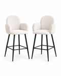 Nubbi Upholstered Bar Stools – 71 cm, Set of 2 (Soft White) on a white background