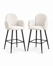 Taburetes de bar tapizados Nubbi – Conjunto de 2 (blanco suave, altura del asiento: 71 cm) – Outlet