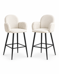 Nubbi Upholstered Bar Stools – 61 cm, Set of 2 (Soft White) on a white background