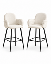 Taburetes de bar tapizados Nubbi – Conjunto de 2 (blanco suave, altura del asiento: 61 cm) – Outlet