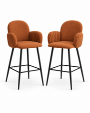 Taburetes de bar tapizados Nubbi – Conjunto de 2 (marrón terracota, altura del asiento: 71 cm) – Outlet