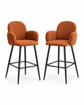Nubbi Upholstered Bar Stools – 61 cm, Set of 2 (Terracotta Brown) on a white background