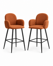 Taburetes de bar tapizados Nubbi – Conjunto de 2 (marrón terracota, altura del asiento: 61 cm) – Outlet