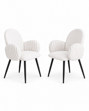 Sillas de comedor tapizadas Nubbi – Conjunto de 2 (blanco suave) – Outlet