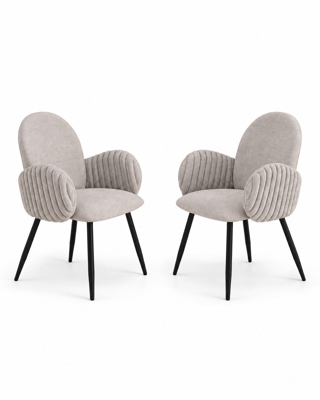 Nubbi Upholstered Dining Chairs – Set of 2 (Soft Cloud) on a white background