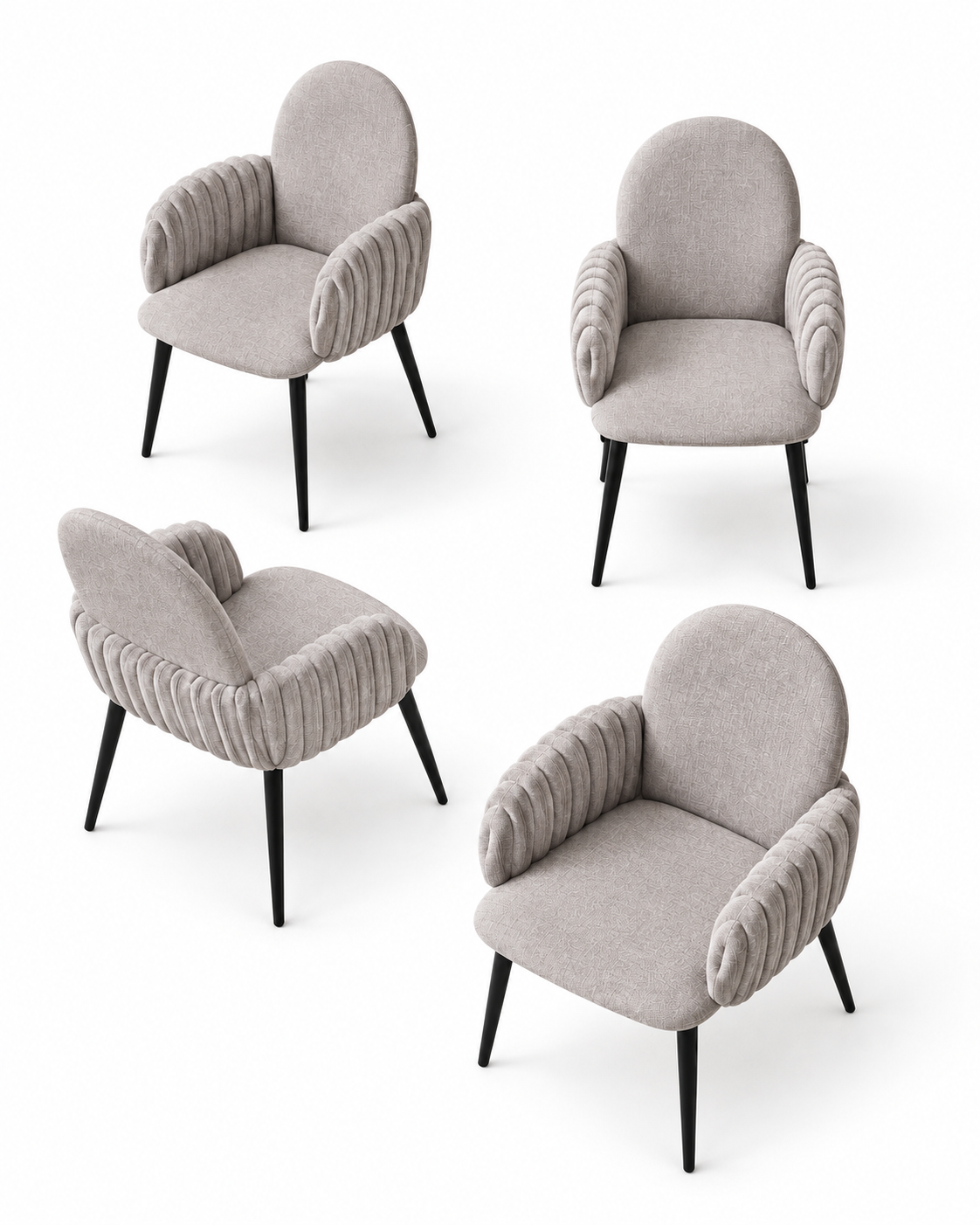 Nubbi Upholstered Dining Chairs – Set of 4 (Soft Cloud) on a white background