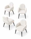 Nubbi Upholstered Dining Chairs – Set of 4 (Soft White) on a white background