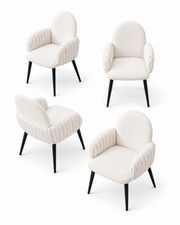 Sillas de comedor tapizadas Nubbi – Conjunto de 4 (blanco suave) – Outlet