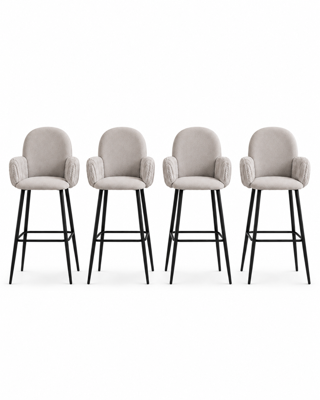 Sgabelli da bar imbottiti Nubbi – 61 cm, set da 4 (Soft Cloud) su sfondo bianco