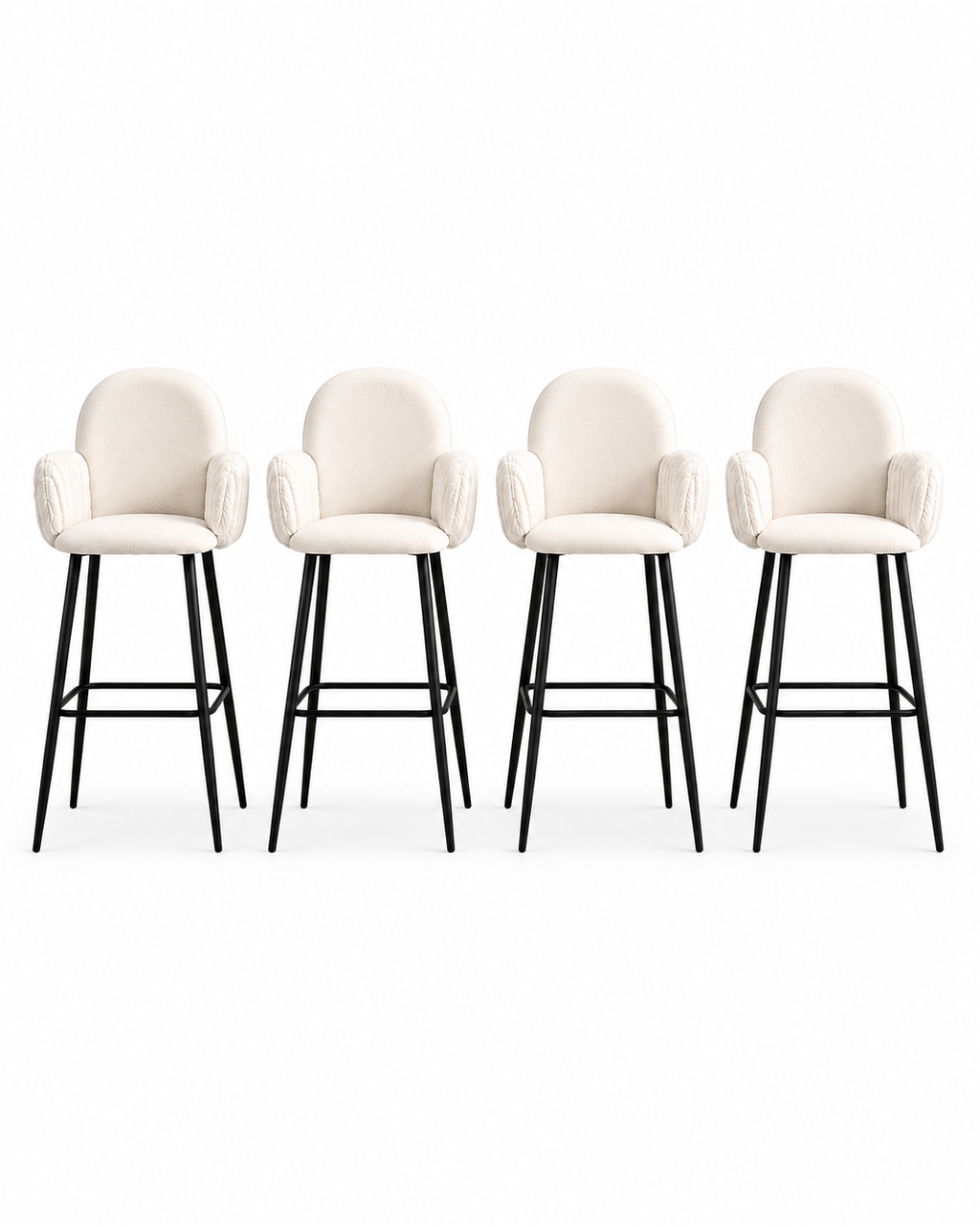 Sgabelli da bar imbottiti Nubbi – 61 cm, set da 4 (Soft White) su sfondo bianco