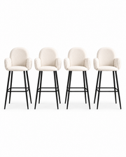 Taburetes de bar tapizados Nubbi – Conjunto de 4 (blanco suave, altura del asiento: 61 cm) – Outlet