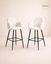 Tabouret de bar rembourré Nubbi – Lot de 2 (Blanc doux, 61 cm – Bas) – Outlet