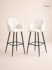 Tabouret de bar rembourré Nubbi – Lot de 2 (Blanc doux, 71 cm – Haut) – Outlet