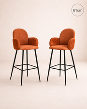 Tabouret de bar rembourré Nubbi – Lot de 2 (Marron terracotta, 61 cm – Bas) – Outlet