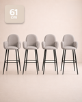 Nubbi Upholstered Bar Stools – Set of 4 (Soft Cloud, Seat Height 61cm) – Outlet Outlet Products - Marcel Olsen