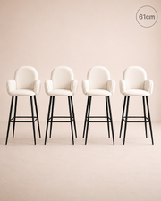 Tabourets de bar rembourrés Nubbi – Lot de 4 (Blanc doux, 61 cm – Bas) – Outlet