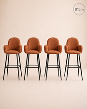 Tabourets de bar rembourrés Nubbi – Lot de 4 (Marron terracotta, 61 cm – Bas) – Outlet