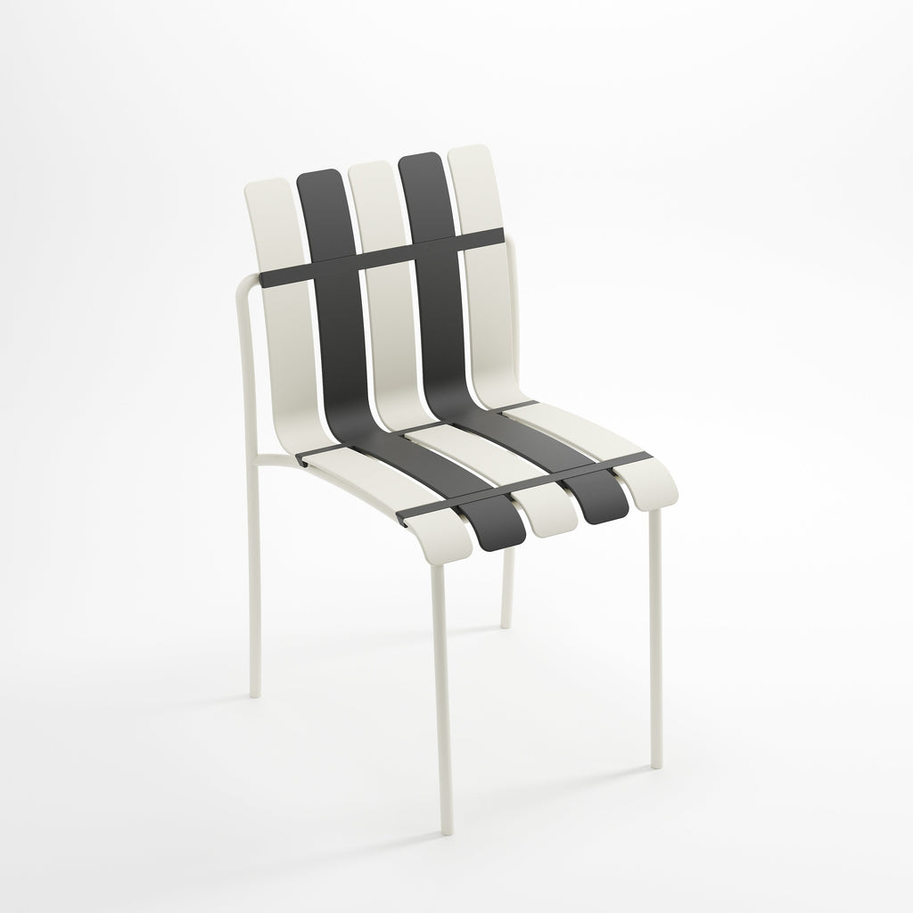 Ondara black-and-white striped dining chair on a white background