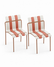 Ondara Striped Dining Chairs, Nude Beige & White – Set of 2 – Outlet