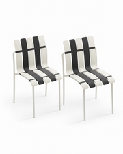 Ondara Striped Dining Chairs, Black & White – Set of 2 – Outlet