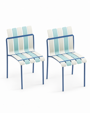 Ondara Striped Dining Chairs, Sea Blue & White – Set of 2 – Outlet