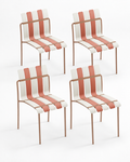 Set of four Ondara striped dining chairs — beige — white studio background